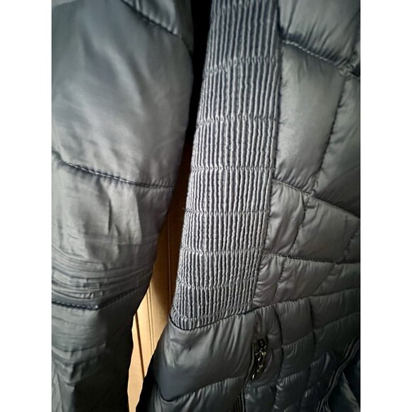 BERNARDO Ladies' Blue Hooded EcoPlume Packable Quilted Puffer Winter Coat Size M - Picture 6 of 14